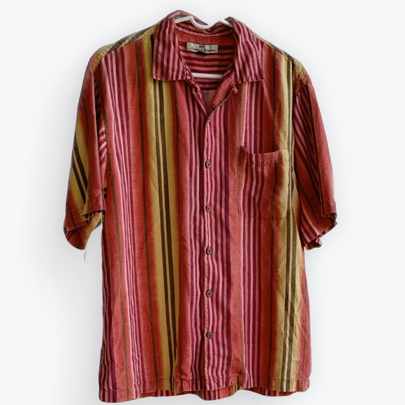 Tommy Bahama Other - Silk Tommy Bahama Multi-Striped Sunset Relaxed Camp Shirt Vintage Vacation ~ M